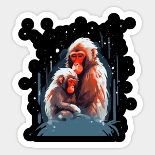 Snow Monkey Mothers Day Sticker